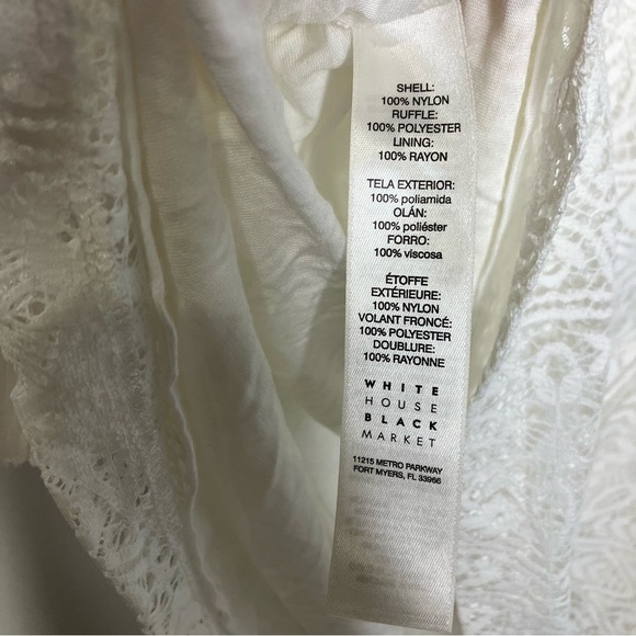 White House Black Market white Lace cold shoulder blouse women’s size - Picture 4 of 6